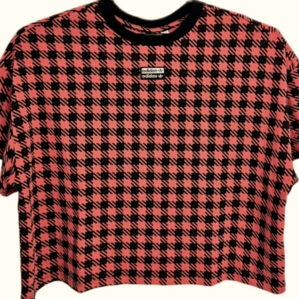 ADIDAS BLK/ORANGE SQUARED MIDRIFF TEE